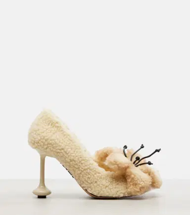 Loewe Toy floral-appliqué shearling pumps | Thumbnail 2
