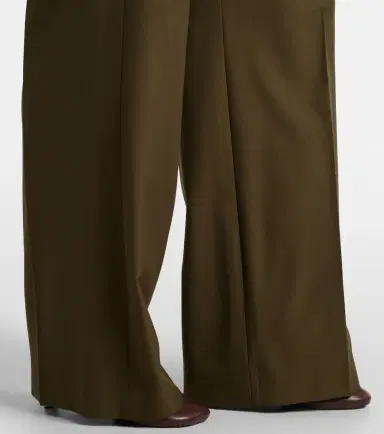 Loewe Leather-trimmed pleated wool flared pants | Thumbnail 4 Loewe Leather-trimmed pleated wool flared pants | Thumbnail 4