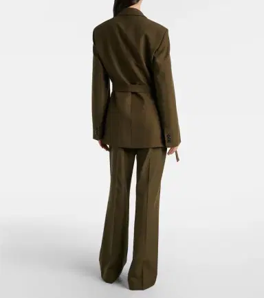 Loewe Leather-trimmed pleated wool flared pants | Thumbnail 5 Loewe Leather-trimmed pleated wool flared pants | Thumbnail 5