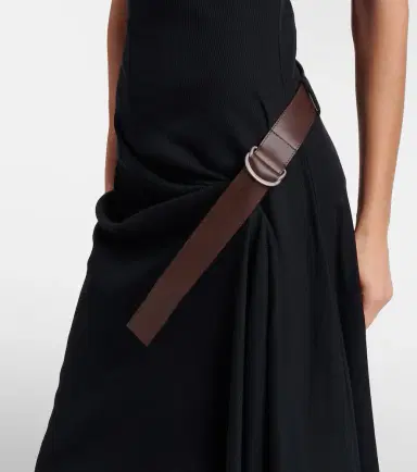 Loewe Belted ribbed-knit draped cotton-blend midi dress | Thumbnail 3 Loewe Belted ribbed-knit draped cotton-blend midi dress | Thumbnail 3