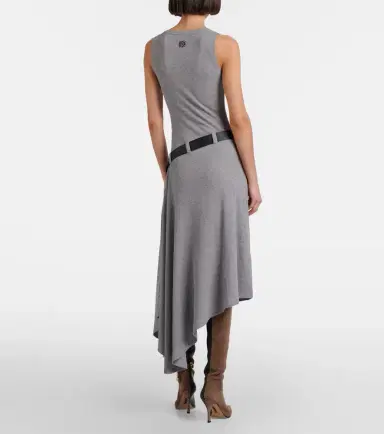 Loewe Belted ribbed-knit draped cotton-blend midi dress | Thumbnail 3 Loewe Belted ribbed-knit draped cotton-blend midi dress | Thumbnail 3