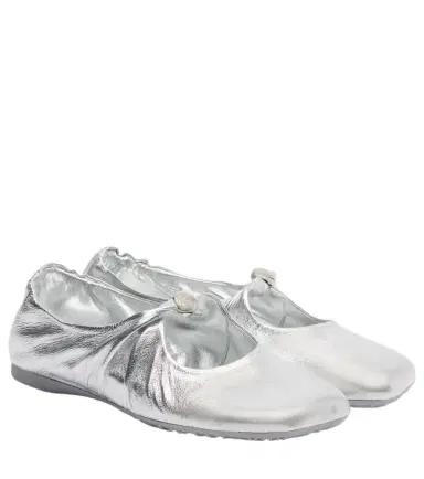 Loewe Pebble Soft metallic leather Mary Jane flats | Thumbnail 1