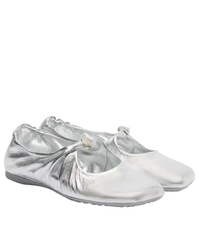 Loewe Pebble Soft metallic leather Mary Jane flats