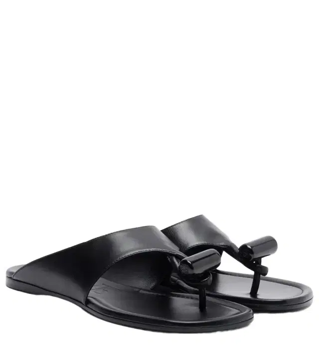 Toggle leather thong sandals