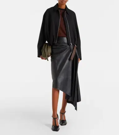 Loewe Asymmetric draped leather midi skirt | Thumbnail 2 Loewe Asymmetric draped leather midi skirt | Thumbnail 2
