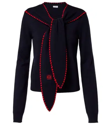 Loewe Scarf-detail wool sweater | Thumbnail 1 Loewe Scarf-detail wool sweater | Thumbnail 1