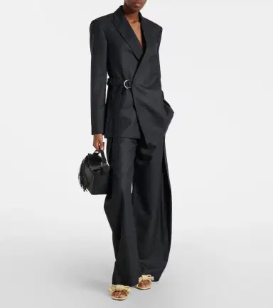 Loewe Checked belt wool barrel-leg pants | Thumbnail 2 Loewe Checked belt wool barrel-leg pants | Thumbnail 2
