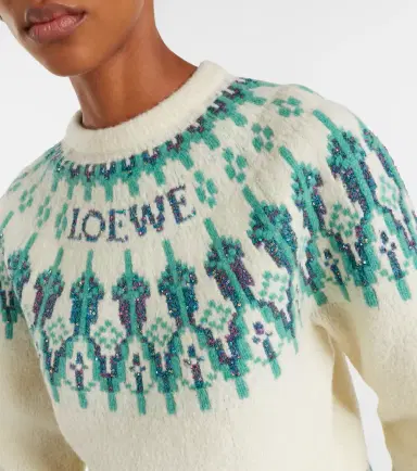 Loewe Fair Isle sequined wool-blend sweater | Thumbnail 4