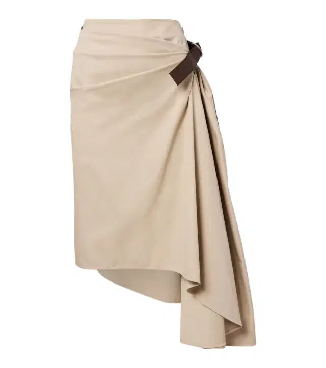 Loewe Leather-trimmed cotton and silk midi skirt