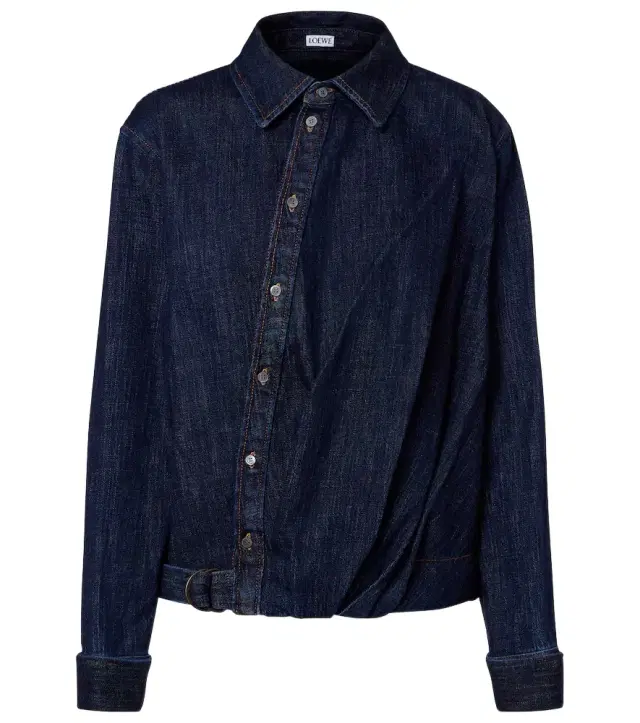 Gathered denim shirt