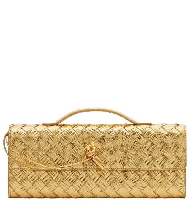 Andiamo Intrecciato metallic leather clutch