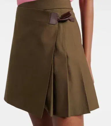 Loewe Leather-trimmed cotton-blend wrap skirt | Thumbnail 2 Loewe Leather-trimmed cotton-blend wrap skirt | Thumbnail 2