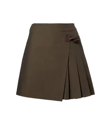 Loewe Leather-trimmed cotton-blend wrap skirt | Thumbnail 1 Loewe Leather-trimmed cotton-blend wrap skirt | Thumbnail 1