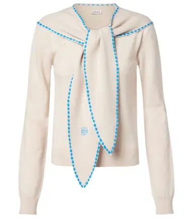 Loewe Scarf-detail wool sweater | Thumbnail 1 Loewe Scarf-detail wool sweater | Thumbnail 1