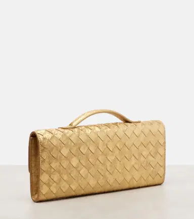 Bottega Veneta Andiamo Intrecciato metallic leather clutch | Thumbnail 3
