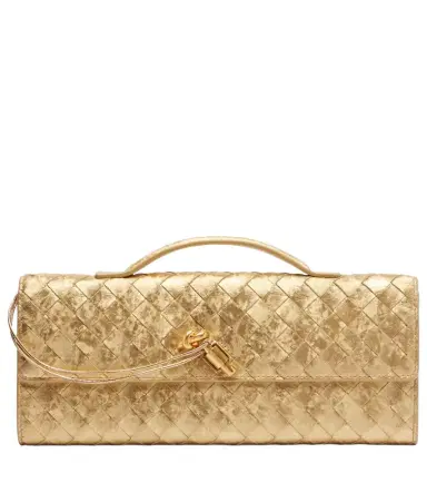 Bottega Veneta Andiamo Intrecciato metallic leather clutch | Thumbnail 1
