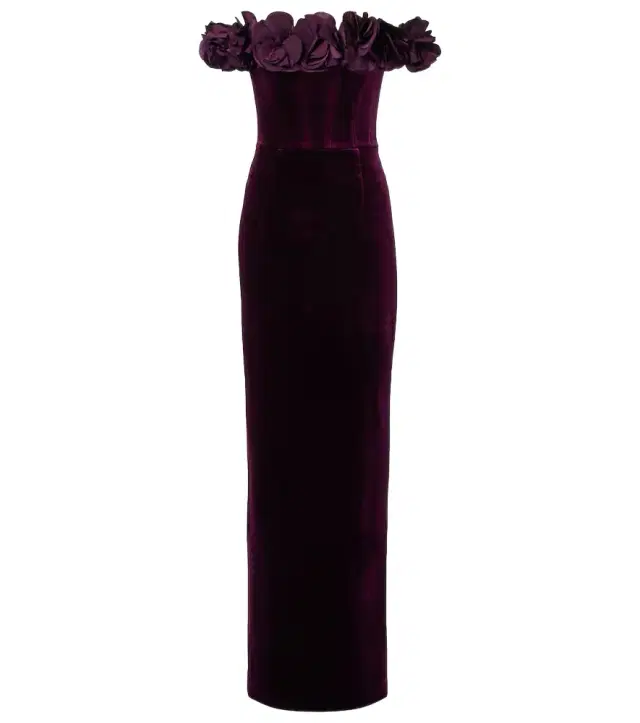 Charles off-shoulder velvet gown