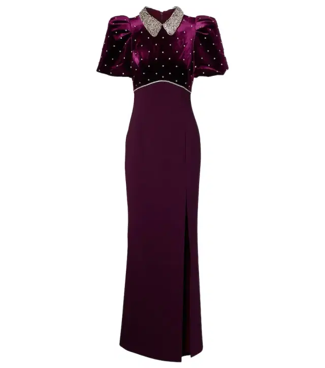 Charles embellished velvet gown