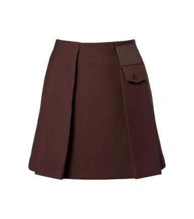 Loewe Leather-trimmed pleated wool and silk miniskirt | Thumbnail 1 Loewe Leather-trimmed pleated wool and silk miniskirt | Thumbnail 1