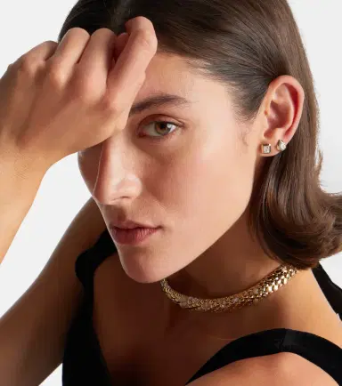 Rainbow K 9kt gold single earring with diamond | Thumbnail 3