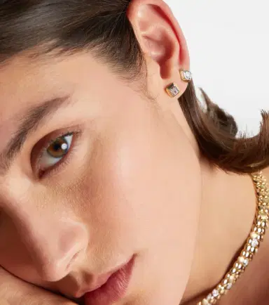 Rainbow K 9kt gold single earring with diamond | Thumbnail 4