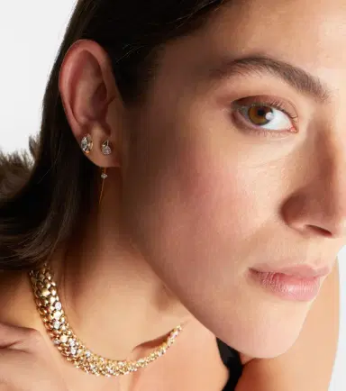 Rainbow K 9kt gold single earring with diamond | Thumbnail 3