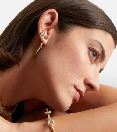 Rainbow K 9kt gold single earring with diamond | Thumbnail 4