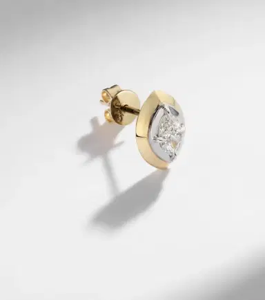 Rainbow K 9kt gold single earring with diamond | Thumbnail 5