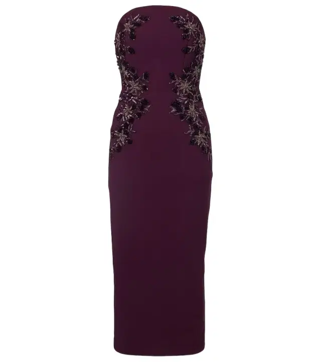 Beatrice beaded crêpe midi dress