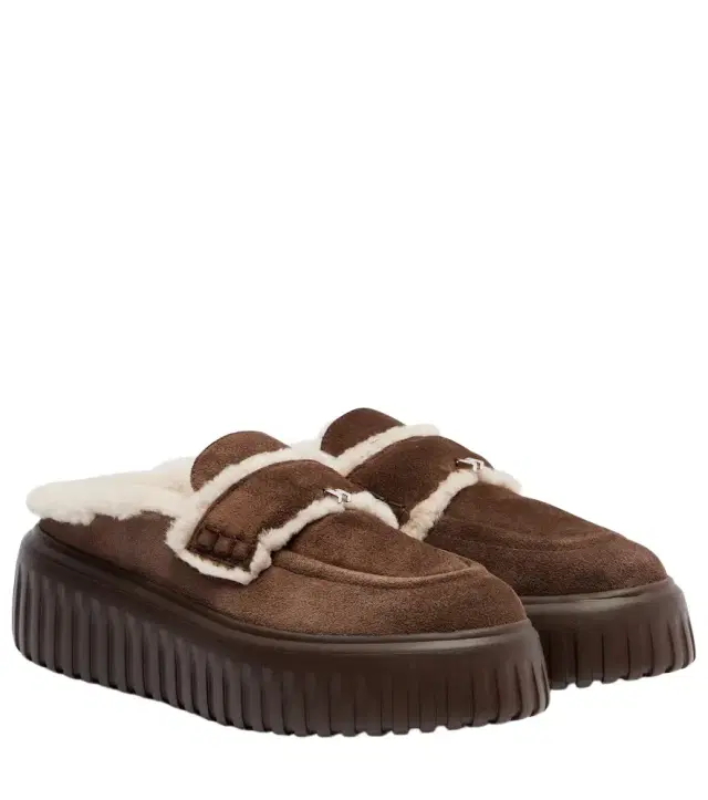 Hogan HStripes shearling-trimmed platform loafers