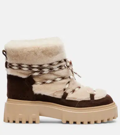 Hogan Suede and shearling lace-up boots | Thumbnail 2