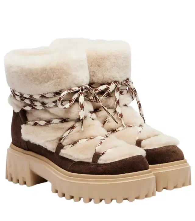 Hogan Suede and shearling lace-up boots