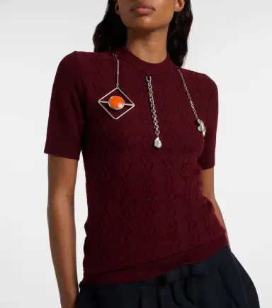 Prada Embellished knitted virgin wool top | Thumbnail 4