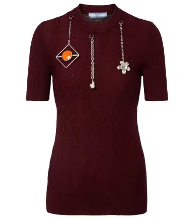 Prada Embellished knitted virgin wool top | Thumbnail 1