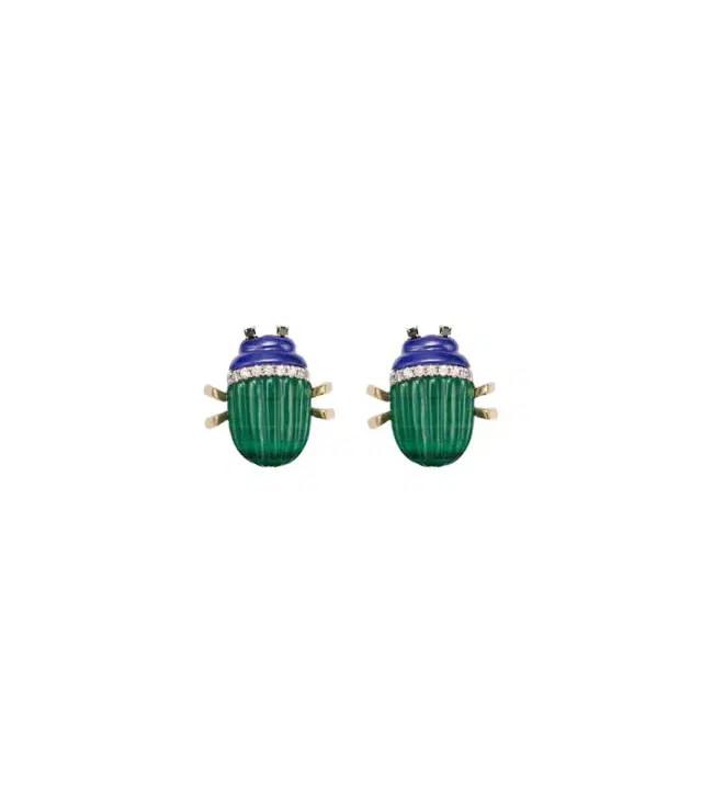 Yvonne Leon Yvonne Léon Scarabée 9kt gold earrings with gemstones