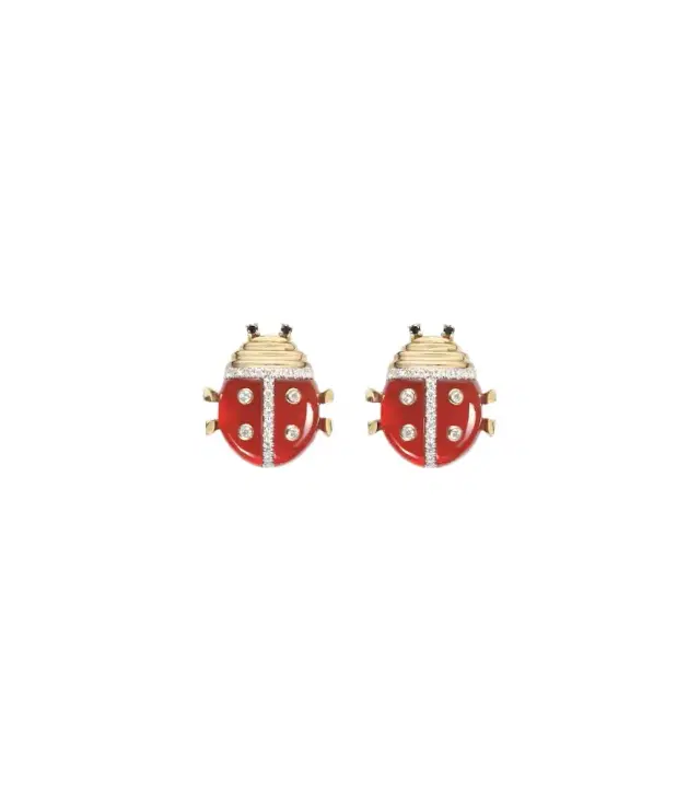 Yvonne Leon Yvonne Léon Coccinelle 9kt gold earrings with gemstones