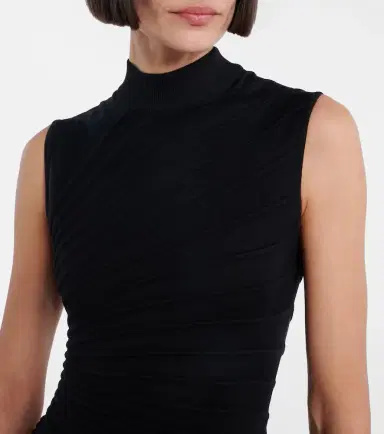 Alaïa Alaïa Asymmetric virgin wool midi dress | Thumbnail 4