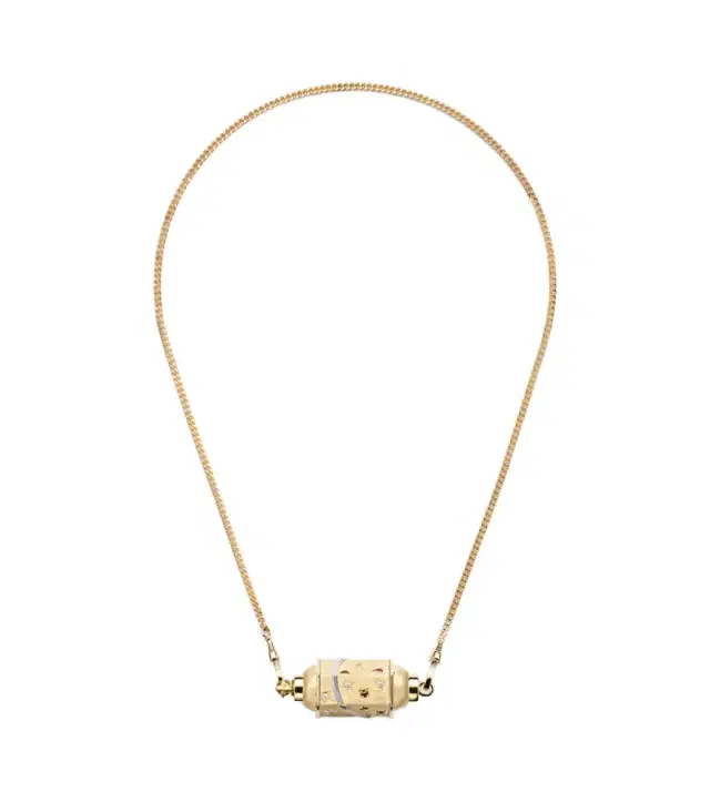Marie Lichtenberg Milky Way 18kt gold locket necklace with diamonds and rubies