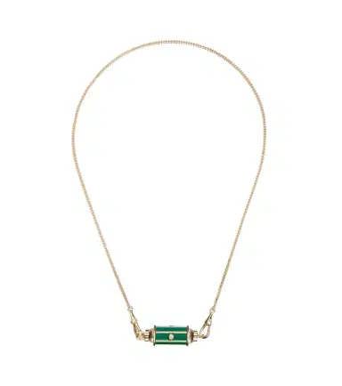 Marie Lichtenberg Baby Locket 18kt gold pendant necklace with malachite and diamonds | Thumbnail 1 Marie Lichtenberg Baby Locket 18kt gold pendant necklace with malachite and diamonds | Thumbnail 1