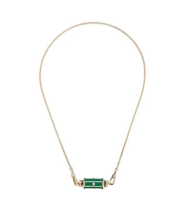 Marie Lichtenberg Baby Locket 18kt gold pendant necklace with malachite and diamonds
