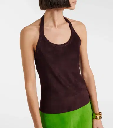 Stouls Cherry halterneck suede top | Thumbnail 3