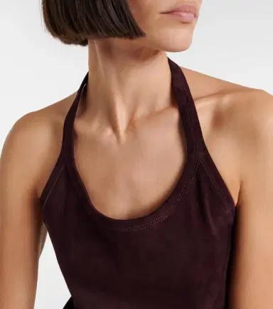 Stouls Cherry halterneck suede top | Thumbnail 4