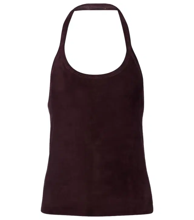 Cherry halterneck suede top