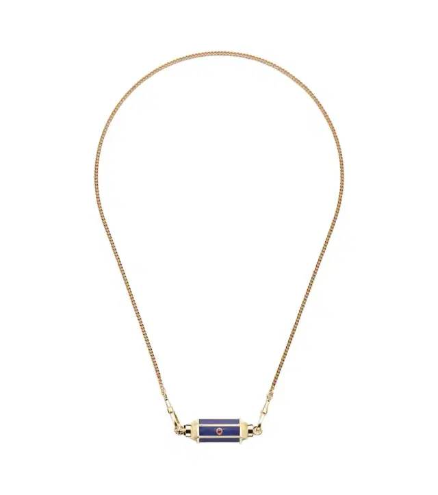 Baby 18kt gold pendant necklace with lapis and rubies