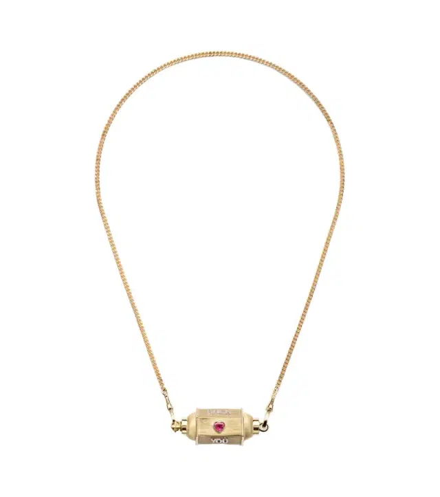 Marie Lichtenberg Love You 18kt gold locket necklace with diamond and ruby