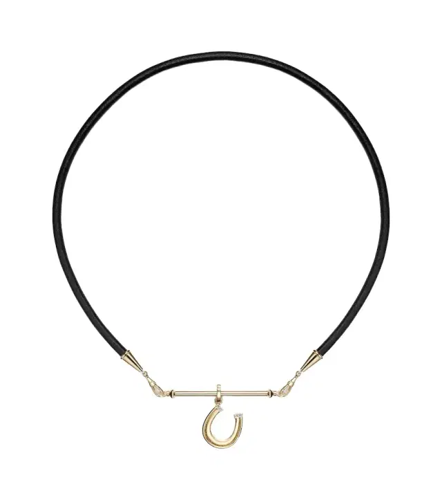 Marie Lichtenberg 18kt gold and leather pendant necklace with diamonds