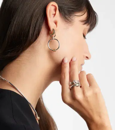 Spinelli Kilcollin Macro Hoop 18kt yellow gold single earring with diamonds | Thumbnail 3
