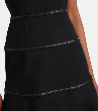 Alaïa Alaïa Leather-trimmed wool midi dress | Thumbnail 5 Alaïa Alaïa Leather-trimmed wool midi dress | Thumbnail 5