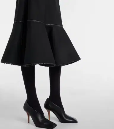 Alaïa Alaïa Leather-trimmed wool midi dress | Thumbnail 6 Alaïa Alaïa Leather-trimmed wool midi dress | Thumbnail 6
