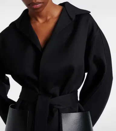 Alaïa Alaïa Leather-trimmed virgin wool wrap jacket | Thumbnail 3 Alaïa Alaïa Leather-trimmed virgin wool wrap jacket | Thumbnail 3